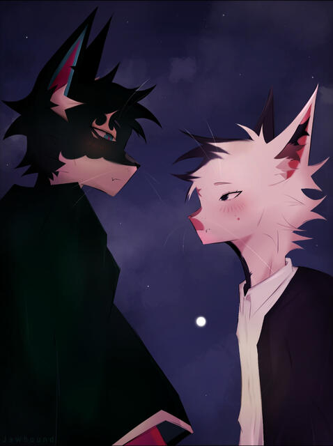 illustrated scene + 2 ocs