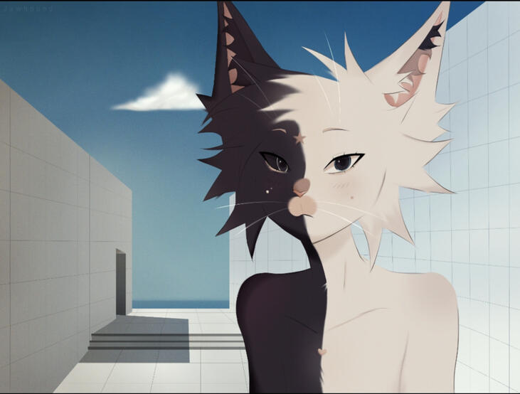 Halfbody w bg / Illustrated scene